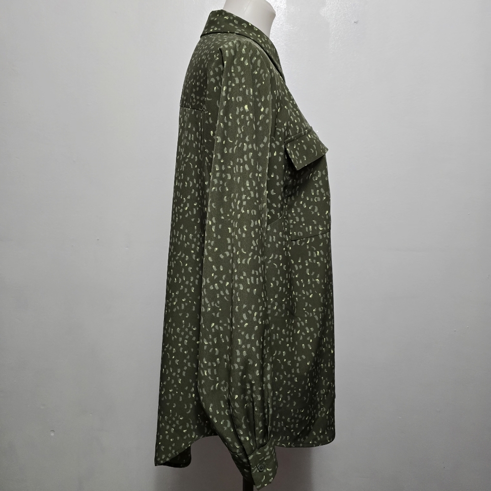 Evri Olive Specled Pattern Button Front Blouse Si… - image 3